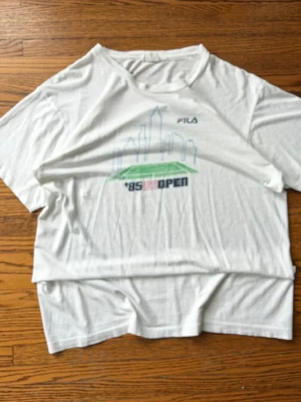 FILA '85 Open Tennis T-Shirt White XL Vintage Graphic